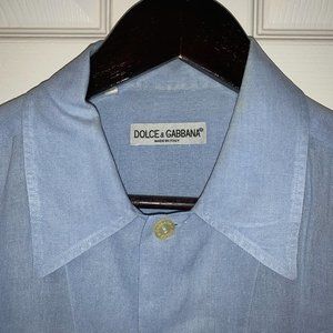 Dolce & Gabbana Blue Linen Shirt